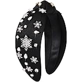MOLOCH Christmas Headband for Women Christmas Snowflake Charm Knotted Headband Jeweled Crystal Xmas Head Band Xmas Decorations Gifts
