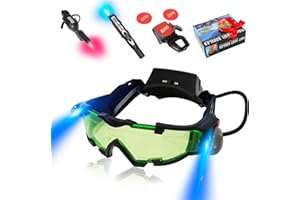 YIYIOOTH Kids Night Vision Goggles Spy Kit, 4 Pcs Spy Gear Toys Set, Cool Night Mission Goggles with Flip-Out Light/Invisible Ink Pen/Ear Light/Frisbee Shooter, Gifts for Kids 5-12 Boys Girls