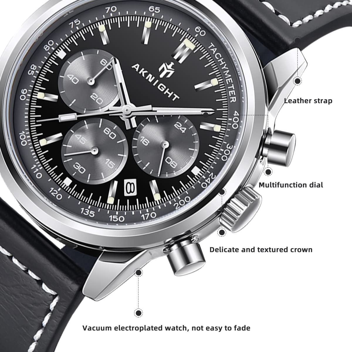 BENYAR AKNIGHT Herrenuhr Braun Leder Strap Chronograph Quarz Uhr Männer Datum Kalender Wasserdicht Armbanduhr Herren Sport mit Leder Armband Elegantes Geschenk