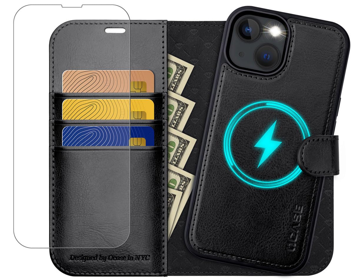OCASE for iPhone 13 Detachable Case,[Upgraded] Magnetic 2 in 1 Flip PU Leather Wallet Case with[RFID Blocking][Card Holder] Shockproof Removable Phone Cover for the 6.1 Inch,Black — image 1