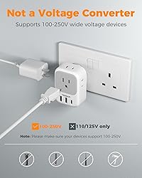 UK Adapters for Travel 2 Pack, TESSAN Type G US to