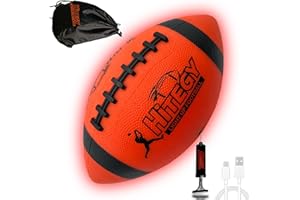 HITEGY Rechargeable Glow in The Dark Football - USB Charging, Official Size 6, Light Up with Every Catch and Throw, Includes Pump & Charging Cable - Rechargeable Light Up Football
