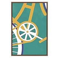 SIGNWIN Framed Canvas Wall Art Geometric Orange Bike in Green Background Transportation Bicycles Illustrations Minimalism Modern Closeup Colorful for Living Room, Bedroom, Office - 16