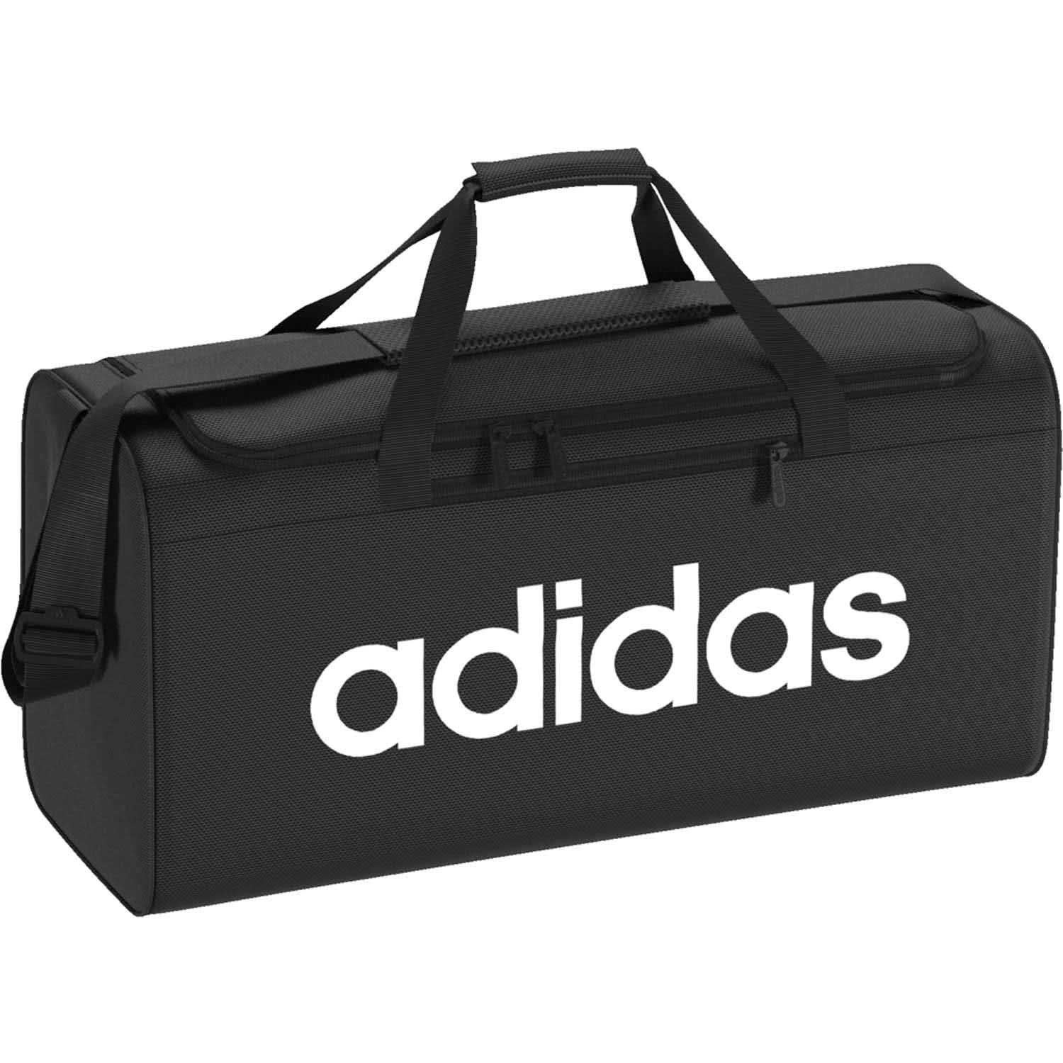 Adidas Linear Core Medium Duffel Bag - Black/Black/White, One Size