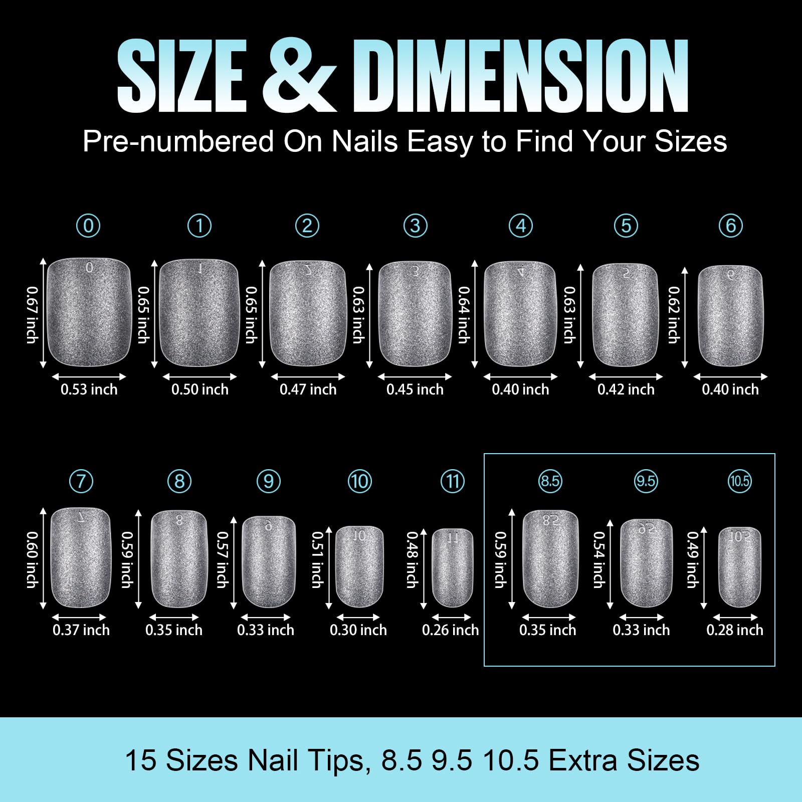 TOMICCA Extra Short Nail Tips Square, Soft Full Matte Square Nails, 360Pcs Acrylic Full Cover Press on Nails, Extra Short Square for Nail Extension Manicure 15 Sizes - Image 6