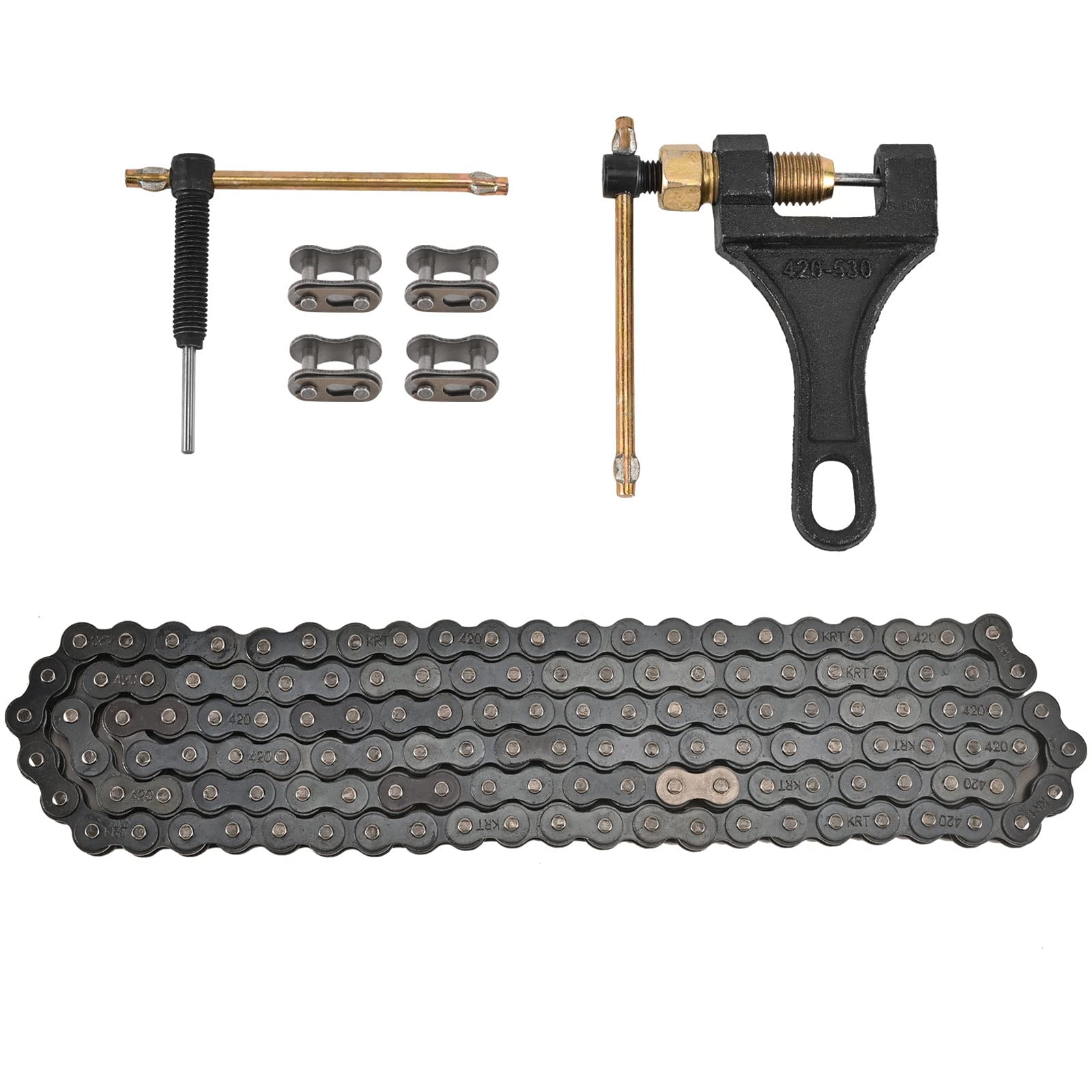 Photo 1 of Trkimal Motorcycle 420 Standard Roller Chain 132 Link + Chain Breaker for 50cc 70cc 90cc 110cc 125cc Dirt Pit Bike ATV Quad Go Kart Scooter Mini Bike