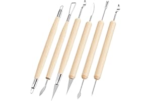 UUSYCUN Clay Tools Sculpting, Double-Sided Polymer Carving Tools Kit, Wood Ceramic Tool Set for Pottery, Air Dry Clay, Polymer Clay, Sculpting, Modeling, Pumpkin Carving and Supplies (6PCS Clay Tools)