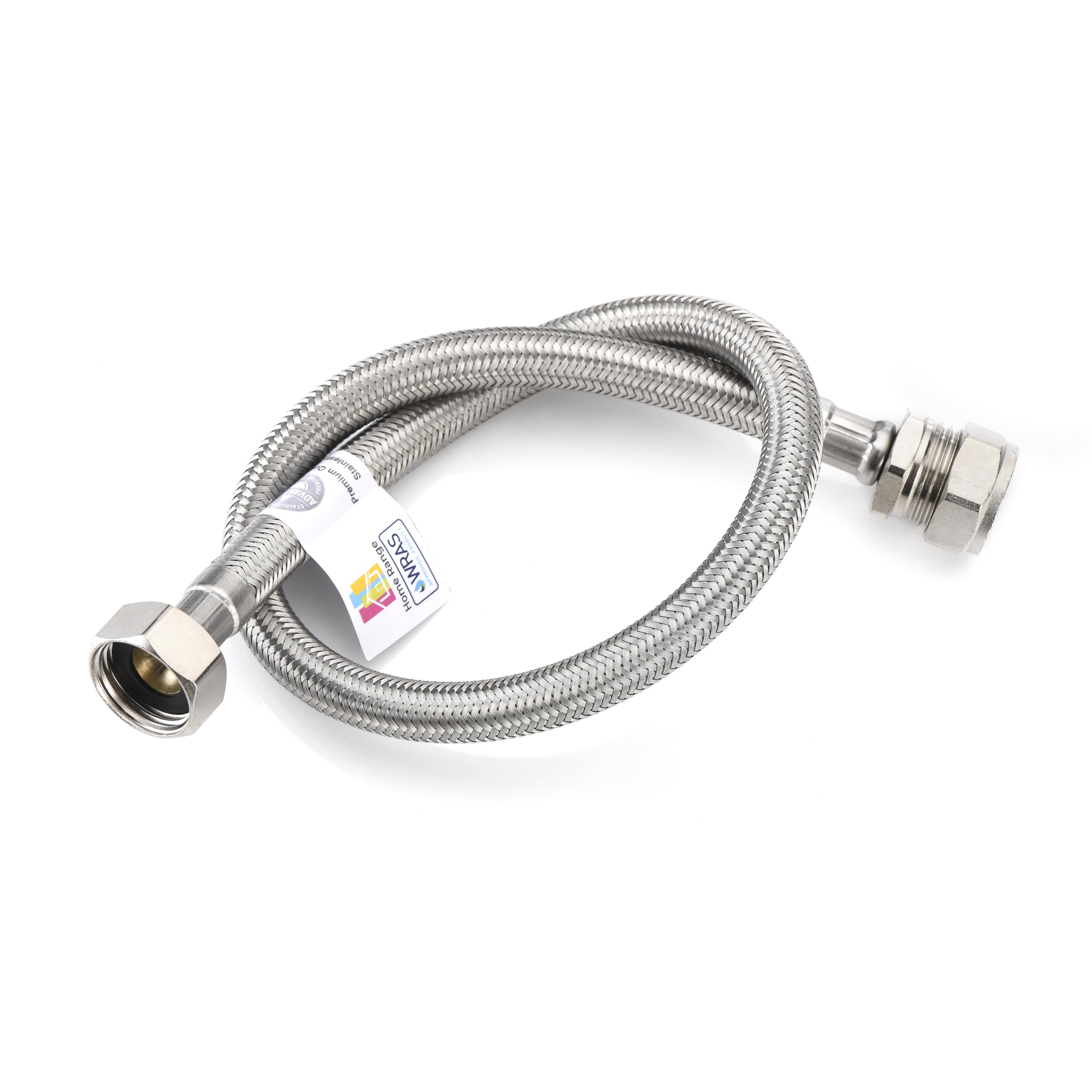 Home Range 500mm WRAS Approved15mm Compression x 1/2" |7 Lengths| Flexi Pipe Connector, BSP Fitting, 304 Stainless Steel, Rust & Lead-Free Flexible Hose for Kitchen & Bathroom