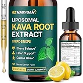 Liposomal Kava Kava Drops for Calming & Relaxation – Kava Root Extract Supplement with GABA, Ashwagandha & Magnesium - Support Mood & Better Sleep, Fast-Absorbing Vegan Kava Liquid Drops Lemon 2 Fl Oz