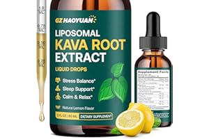 GZ HAOYUAN Liposomal Kava Kava Drops for Calming & Relaxation – Kava Root Extract Supplement with GABA, Ashwagandha & Magnesium - Support Mood & Better Sleep, Fast-Absorbing Vegan Kava Liquid Drops Lemon 2 Fl Oz