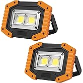 OTYTY LED Work Light Rechargeable, 30W 1500LM Battery Powered Portable Flood Lights with Magnetic Base, 4200mAh Battery for Camping Outdoor Car Repairs Job Site Lighting 2 Pack