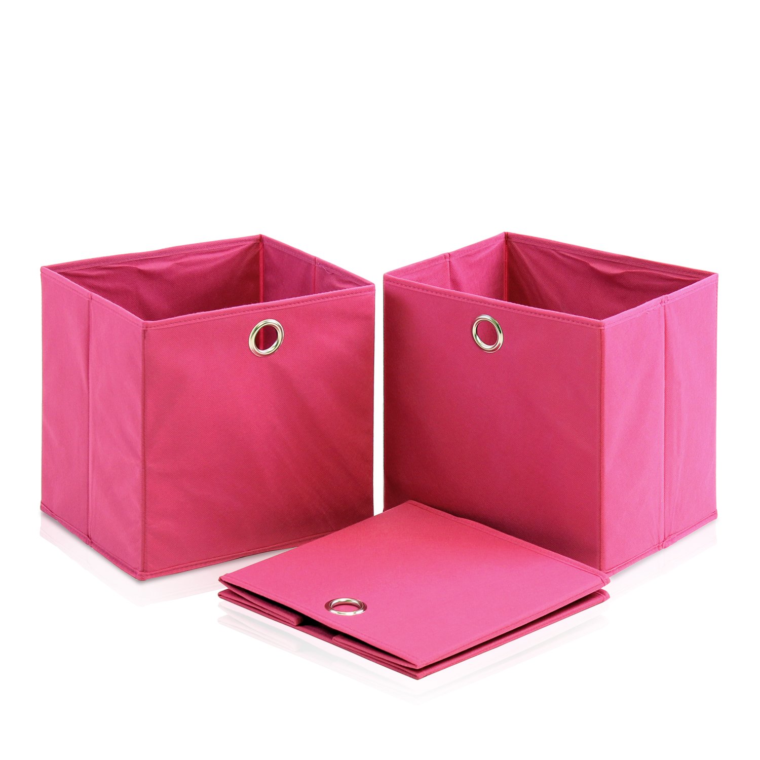 FURINNO Storage Bins, Wood, Pink, one size