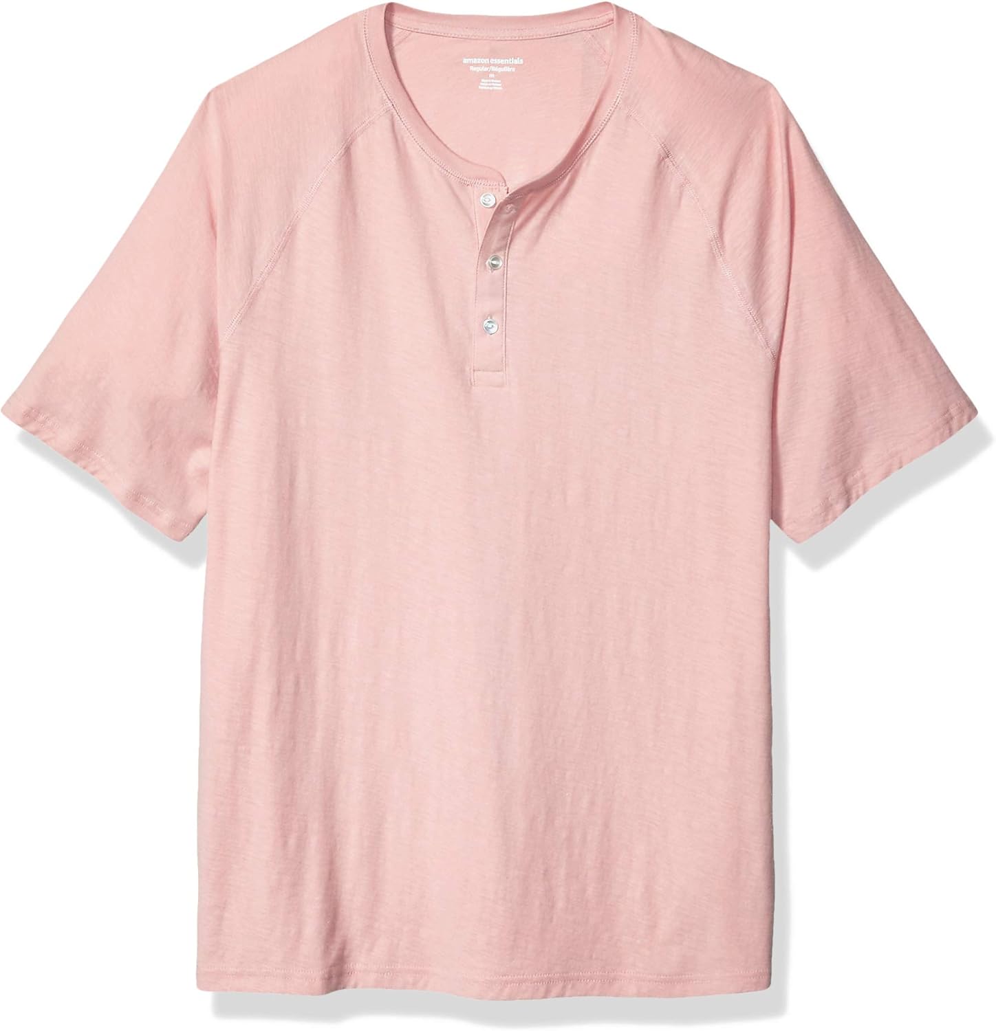  Essentials Men's Regular-Fit Short-Sleeve Slub Henley T-Shirt: Clothing
