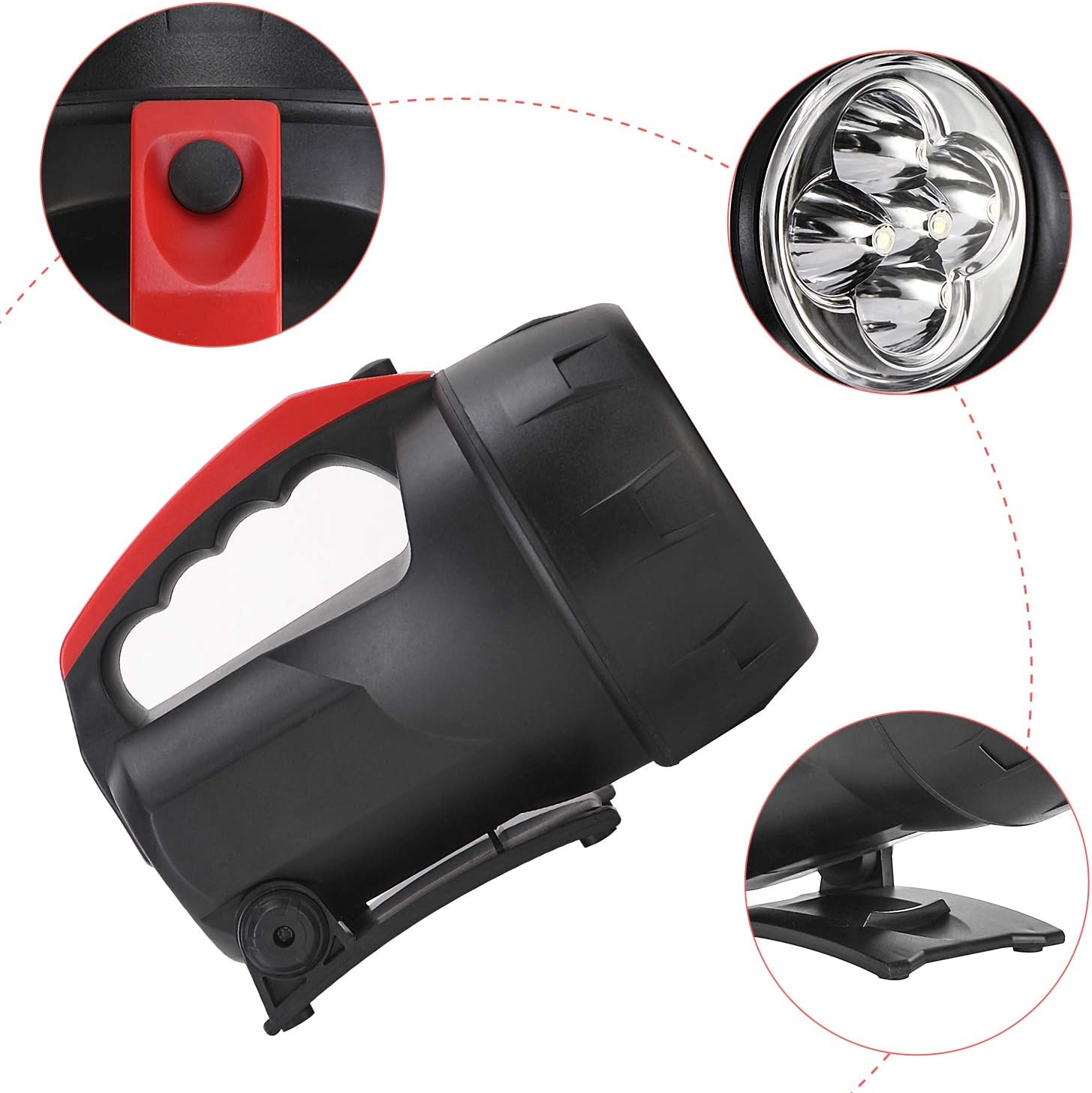Outdoor Spot Lights Hand-Held Flashlight, 600 Lumens Light Bright Long Distance LED Spotlight Searchlight, 6 Volt Lantern Battery Powered Lights ，5W （Black） - - 