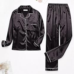 Womens Satin Pajamas Set Long Sleeve Sleepwear
