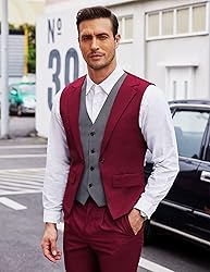 COOFANDY Men's Layered Suit Vest Business Dress