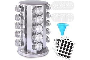 KALINCO Rotating Spice Rack, Spice Rack Organizer for Cabinet, Spice Rack with Jars(20-Jar), Revolving Spice Organizer, Spice
