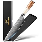 Damascus Chef Knife 8 Inch, 67-Layer Japanese Kitchen Knives Sharp VG-10 High Carbon Stainless Steel with Ergonomic Pakkawood Handles, Elegant Gift Box Packaging for Home and Kitchen