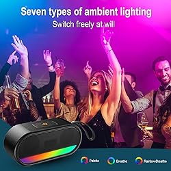 Portable Bluetooth Speaker with LED Lights, 24W