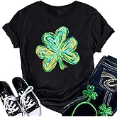 St Patrick's Day Shirts Women: Green Shamrock Tee Clover Irish Casual T Shirt Paddy's Day Short Sleeve Tops