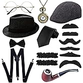 Mikbnfrb 1920s Mens Costume Accessories Outfit Set Gangster Roaring 20s Costumes for Gatsby Party