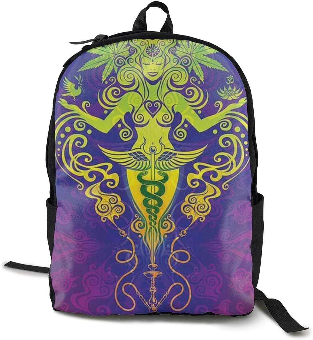 YEGFTSN Holy Cannabis Leaf Weed Marijuana Purple Backpack School Bag Bookbag for