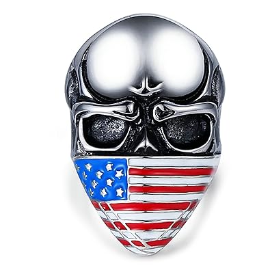 Beydodo Skull Rings Silver Size L 1 2 Z 1 2 Skull American Flag