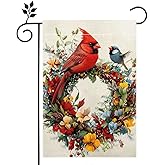 Spring Cardinal Bird Garden Flag Colorful Flowers Summer Welcome Yard Outdoor Flag 12x18 Inch Double Sided