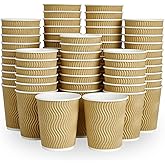 DAILYPACK 8 oz Coffee Cups, 120 Count Insulated Ripple Wall Paper Hot Coffee Cups for Hot Beverage