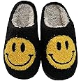 KEYUSHOP Happy Face Slippers for Kids Smile Face House Slippers Soft Plush Warm Preppy Slipper Anti-Slip Winter Fuzzy House Shoes for Toddler Girls