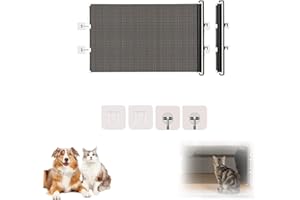 Retractable Mesh Pet Gate, No-Drill Dog & Cat Barrier Gate, Adjustable Indoor/Outdoor Fence for Doorways, Stairways, Puppies & Small Animals,125x50CM (Black)