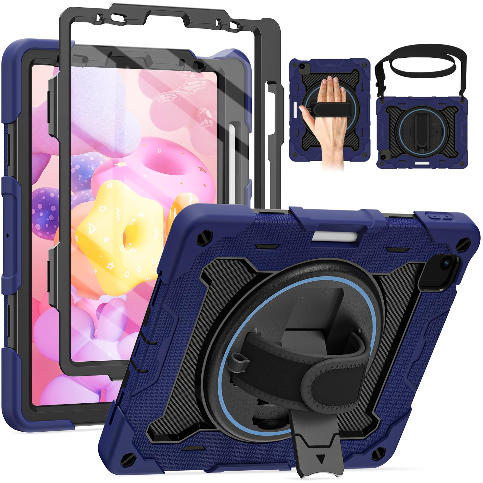 Photo 1 of *INCOMPLETE** ROSROME For iPad Air 5th 4th Generation 10.9 inch Case with Screen Protector [15ft Drop Protection] iPad Pro 11 Case 4th 3rd 2nd 1st Gen (2022 2021 2020 2018) for Kids W/ 360 Stand Hand/Shoulder Strap