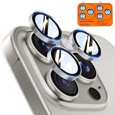 TOCOL for iPhone 15 Pro Max Camera Lens Protector/iPhone 15 Pro Camera Lens Protector Tempered Glass HD Individual Scratch Resistant Cover Accessories Case Friendly 2 Pack(Gray)