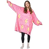 Solaris Thunder Lightning Wearable Blanket Hoodie, Oversize Single Layer Sherpa Blanket for Adult Women Men, Super Cozy Soft Warm Pullover Blanket, Pink