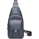 LUKZIJAES Genuine Leather Sling Bag for Men