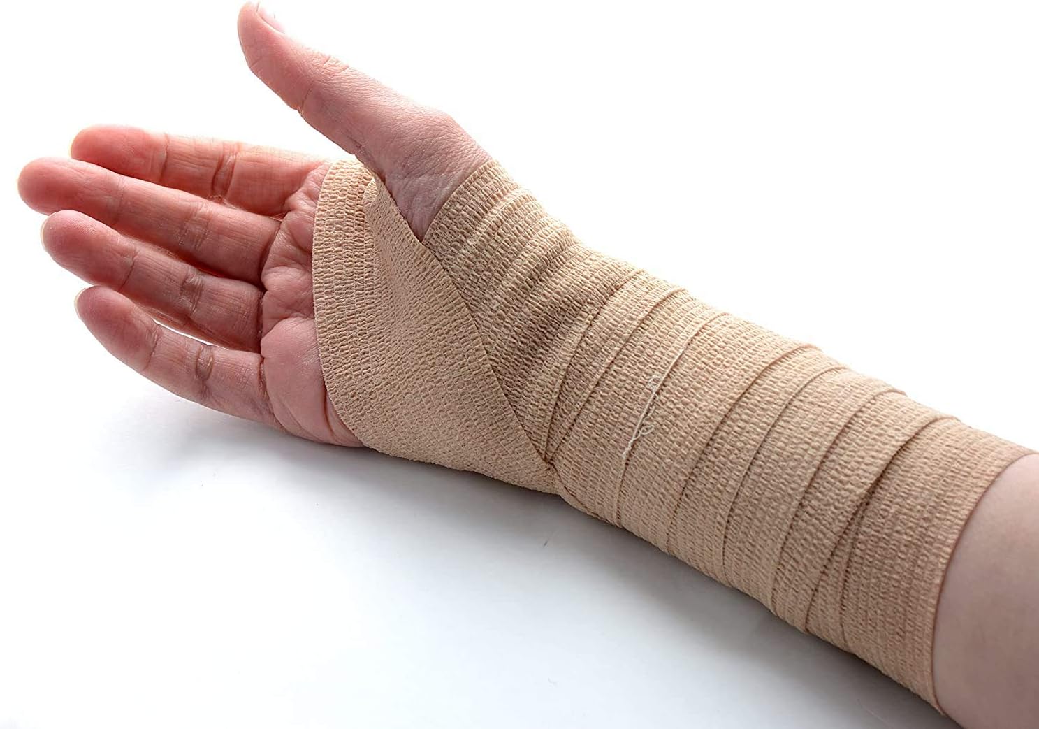 MEDca Self Adherent Cohesive Wrap Bandages 2 Inches X 5 Yards 12 Count with Strong Elastic First Aid Tape for Sprain Swelling and Soreness on Wrist and Ankle (Skin Color) - Image 3