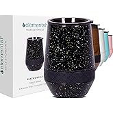 Elemental Recess Wine Tumbler - Triple Wall Insulated Stainless Steel Coffee Mug for Hot & Cold Drinks - Portable Cup with Shatterproof Sip Lid for Camping, Outdoor & Travel - 10oz - Black Speckle