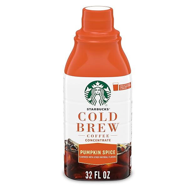 STARBUCKS COLD BREW COFFEE CONCENTRATE, PUMPKIN SPICE NATURALLY FLAVORED, LIMITED EDITION, 100% ARABICA, MULTI-SERVE BOTTLE (32 FL OZ)