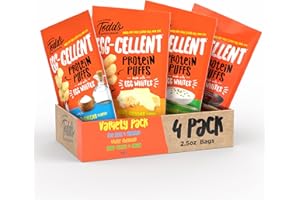 Todd's Better Snacks Egg-Cellent Protein Puffs, Variety Pack – 12g Protein, Gluten-Free, Paleo-Friendly, Baked, GLP-1 Compliant – Healthy Snack, Made with Egg Whites – 2.5 Oz (Pack of 4)