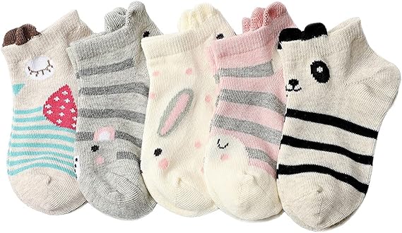 Amazon Smart Bear W003 子供の靴下 立体 可愛い動物柄 通学 通園 キッズ ソックス 女の子 5足セット 靴下 通販
