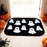 Ghost Bath Mat Soft Halloween Bathroom Rug Non Slip, Cute Spooky Ghost Halloween Bathroom Rug Decoration for Home Bedroom Shower Floor (Black)