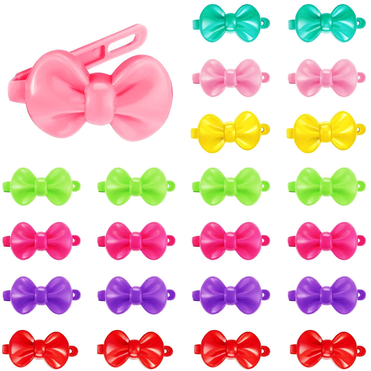 50 Pieces Self Hinge Barrette Plastic Hair Barrette Colorful Girl Hair Clips Barrette Random Color Cartoon Hairpin Girl Hair Accessories (Bowknot) : Beauty