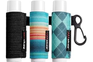 HEYSKAY Lip Balm Holder Sleeves Keychain Chapstick Elastic Sleeves(Black/Color strip/Geometrical pattern)
