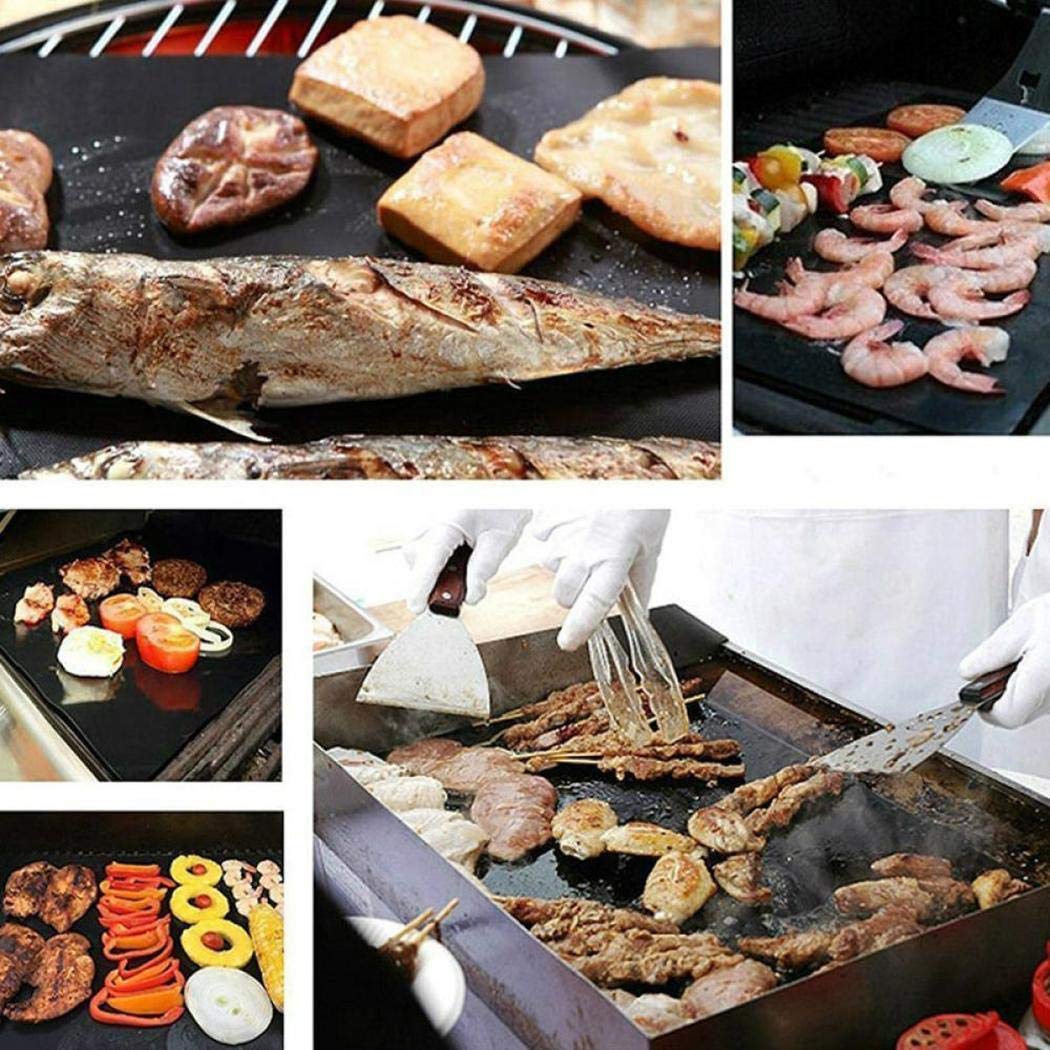 Kirken Reusable Non-stick BBQ Grill Roast Mat Portable Outdoor Picnic Cooking Barbecue Baking Mats 15.7 x 13 Inch