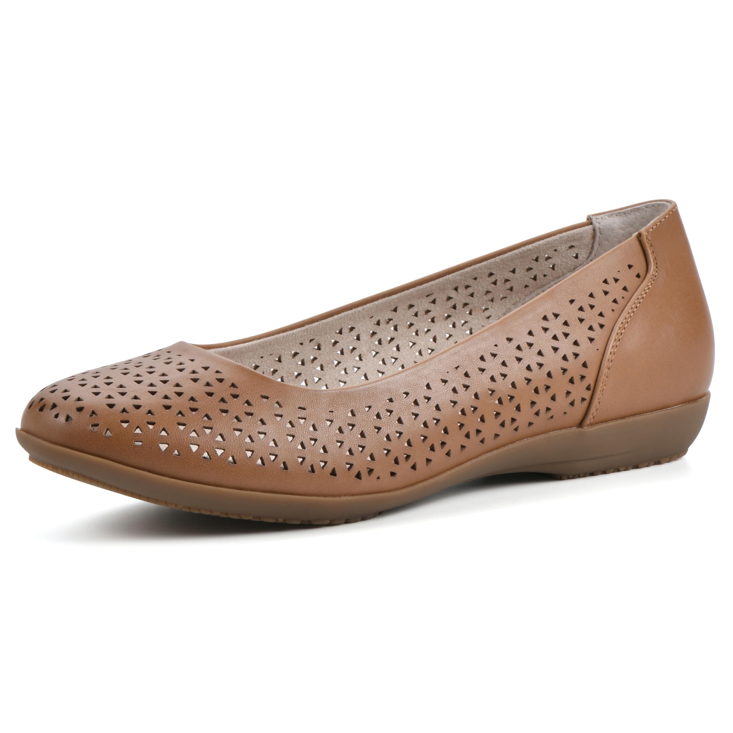 CLIFFS BY WHITE MOUNTAIN Women’s Cindy Cushioned Ballet Flat, Tan/Burnished/Smooth, 9 W