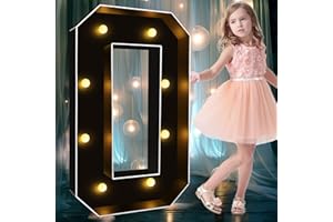 Ledido 3FT Marquee Light Up Letters Black Mosaic Letters Large Lighted Marquee Numbers Large Marquee Letters for Party Wedding Baby Shower, LED Marquee Letter Lights Sign Black Marquee Letter O