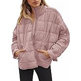 Aiopr Women's Oversized Lightweight Down Coat Long Sleeve Zip Packable Short Puffer Jackets