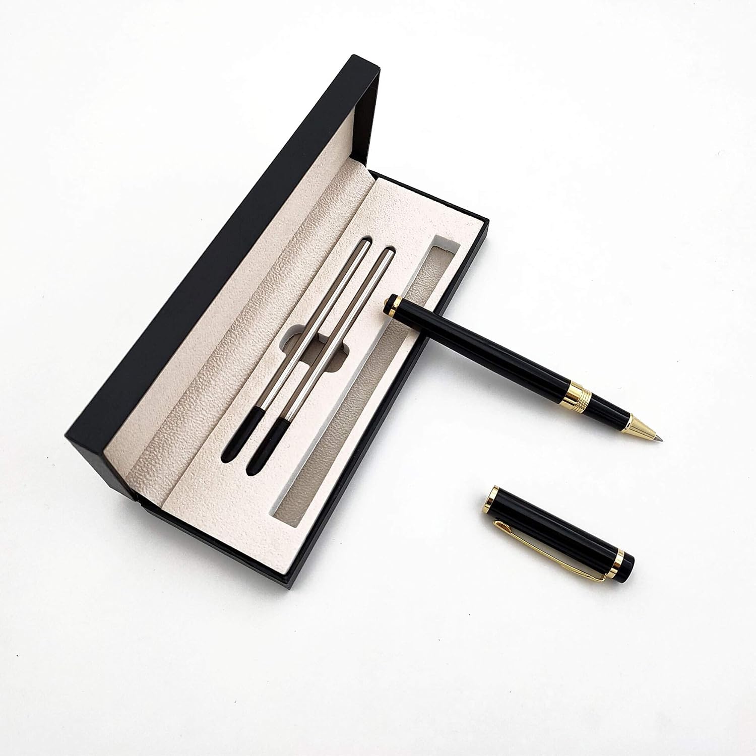 Accod Metal Ballpoint Pen Business Rollerball Pen Signature Pen with Two 0.5MM Black Universal Pen Refills,Gift Pen for Colleagues and Family,Gift Boxed (Black) - Image 5