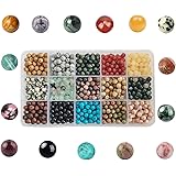 GangGangHao 750pcs 6mm Real Natural Round Stone Beads Smooth Crystals Loose Gemstone Multi Color Mixed DIY for Jewelry Making