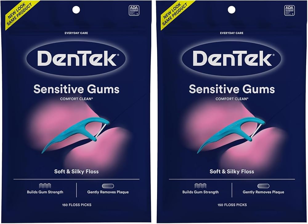 DenTek Comfort Clean Sensitive Gums Floss Picks 150 Pk Pack of 2